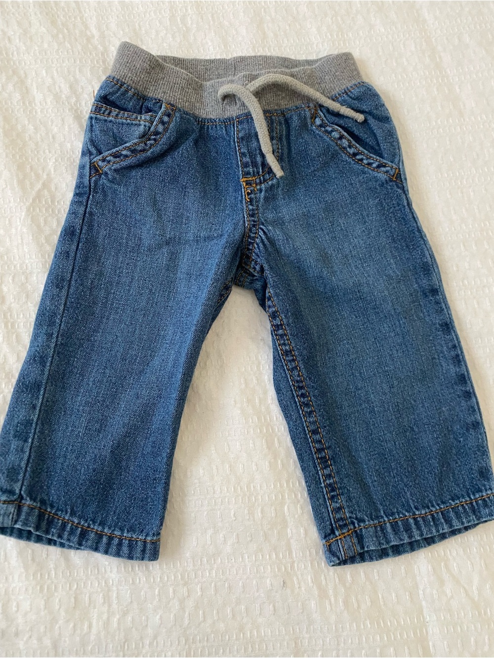 Carter's Blue Denim Jeans with Gray Knit Waistband